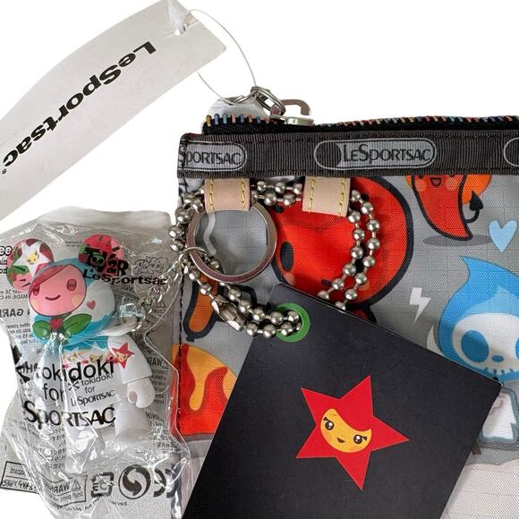 LeSportsac Tokidoki Caramella Pouch Inferno w/ Qee Keychain Rare Retired NWT HTF - Picture 2 of 12